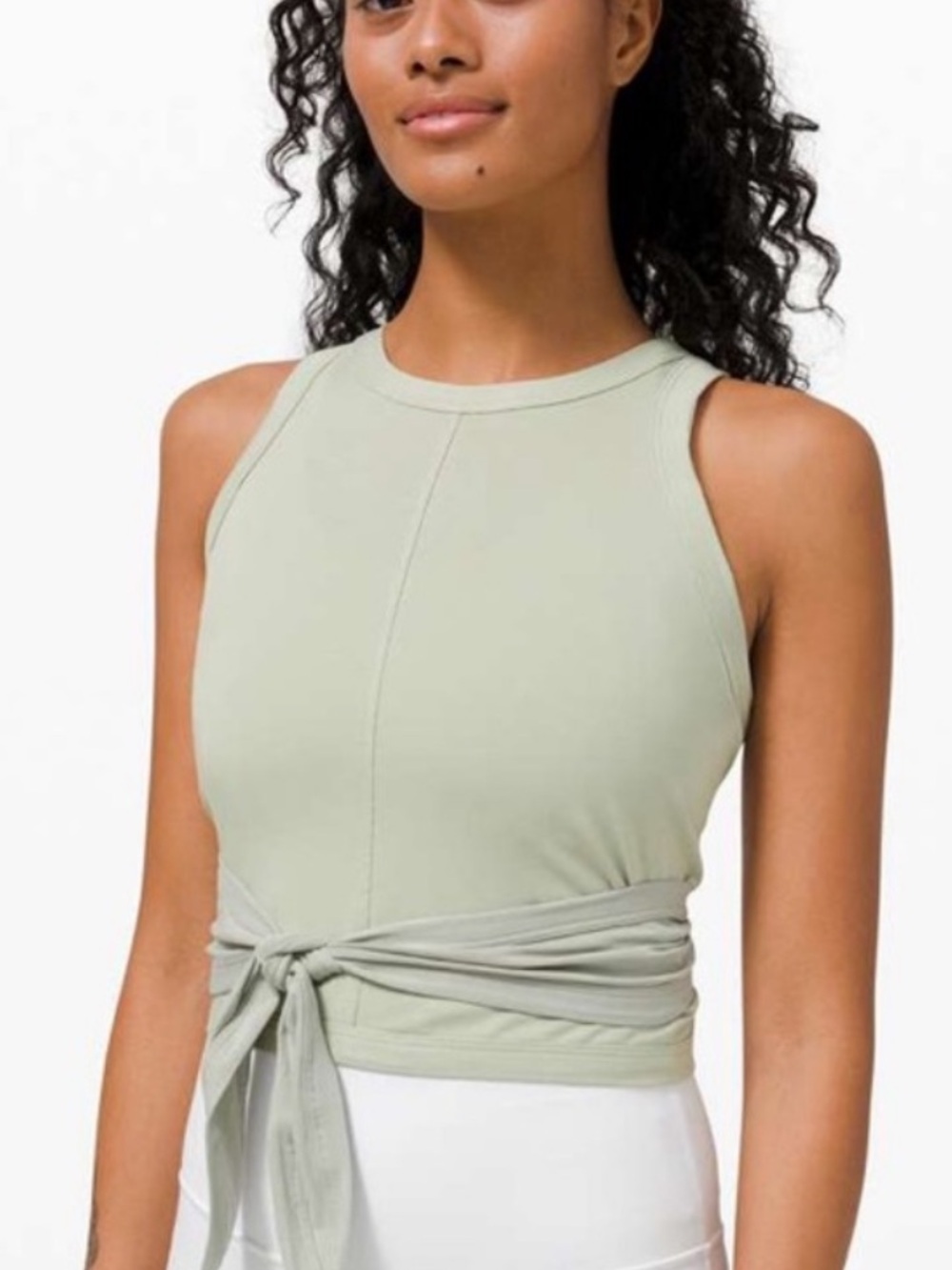 Lululemon Tie-Waist Crop Top in Sage Green